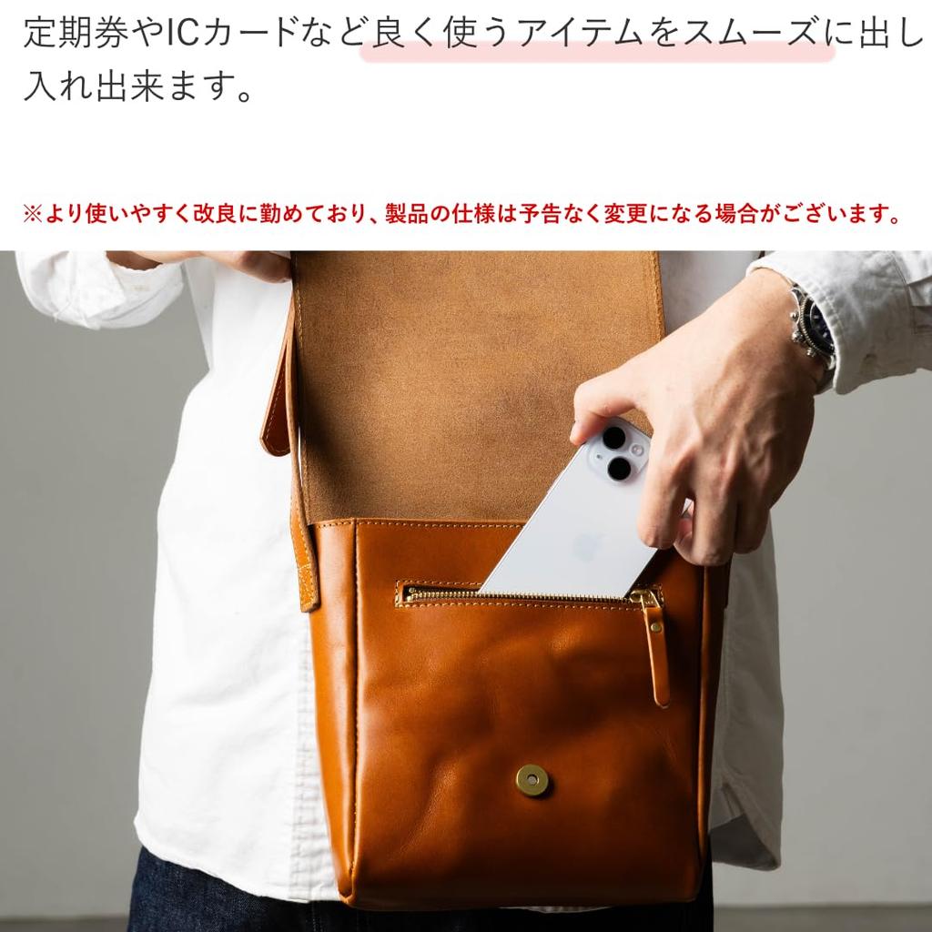 Greole Tochigi Leather Shoulder Bag, Genuine Leather, Made in Japan, Men's Messenger Bag, Perfect for Commuting, School, Cycling, Outdoor Activities,