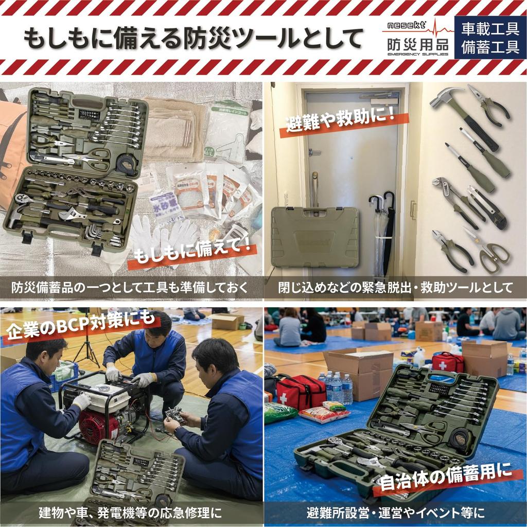 nesekt 79-piece Hand Tool Set NTTS110-79OGR with Through-Type and Insulated Screwdrivers in Hard Carry Case