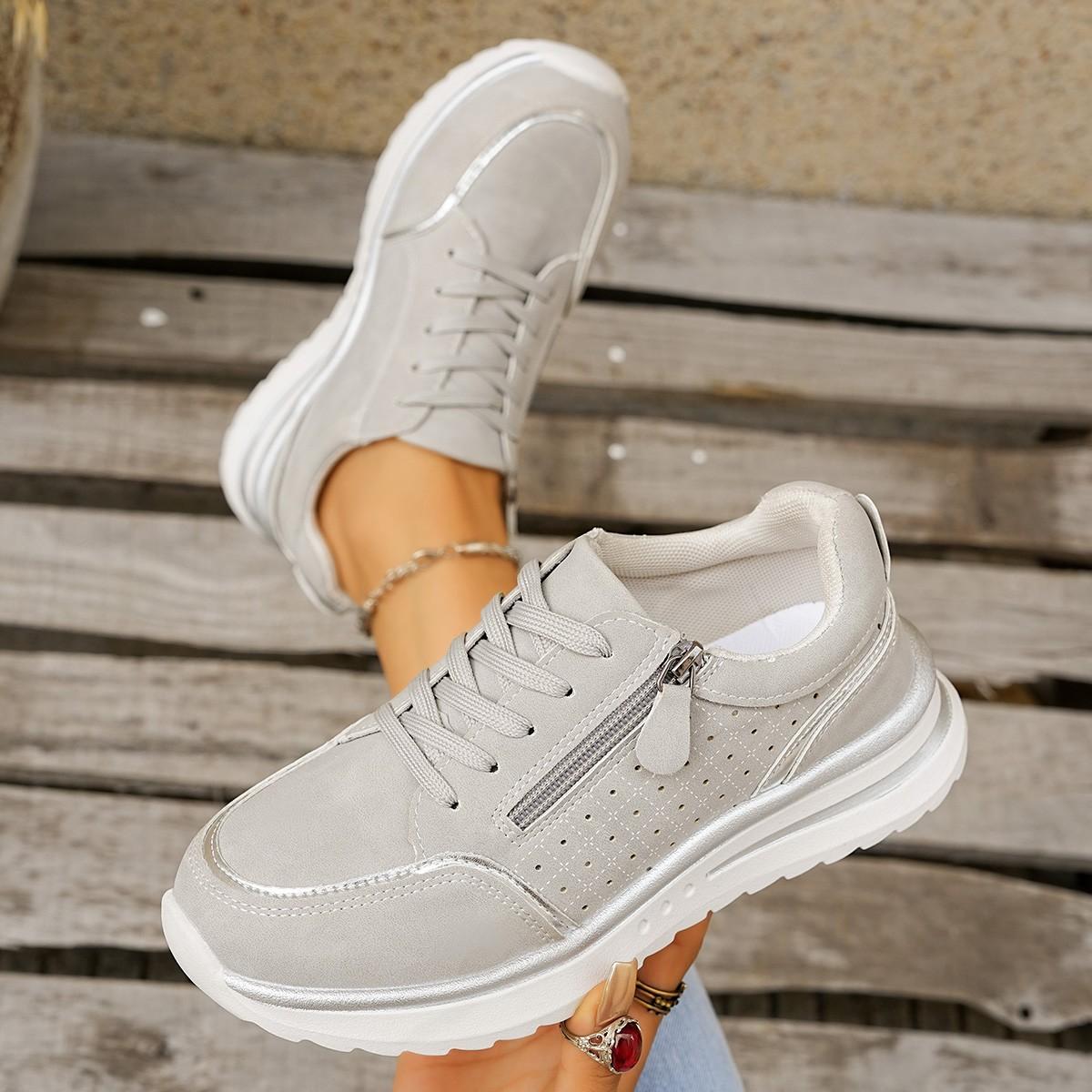 

Fashion Women Sneakers Soft Bottom Casual Sneakers Women Breathable Mesh Sports Shoes Women Lightweight Anti-Slip Summer Flat Shoes 43 серый