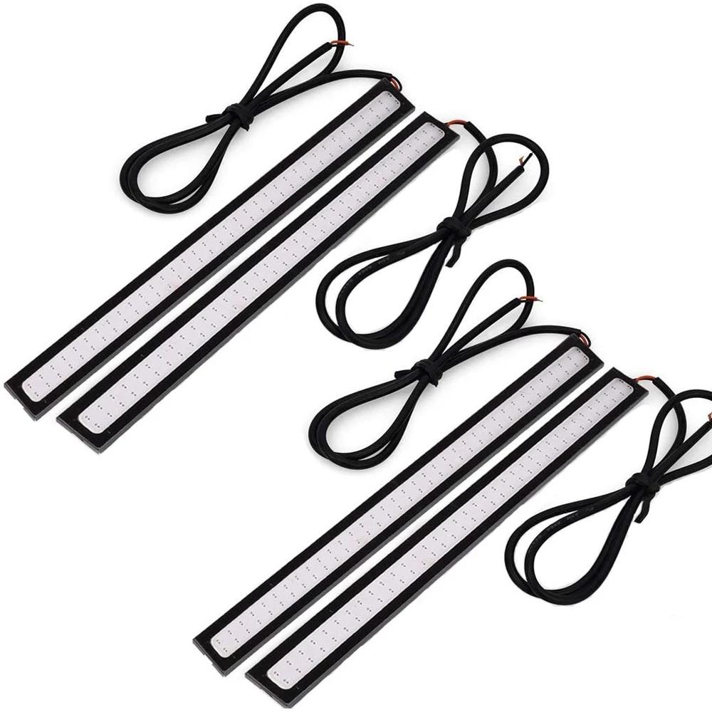 2X 16mm 17mm Led Strip Fog Light Drl White Cob Outdoor Waterproof 12v Red Car Daytime Running Auto Headl Narrow Ultra Thin