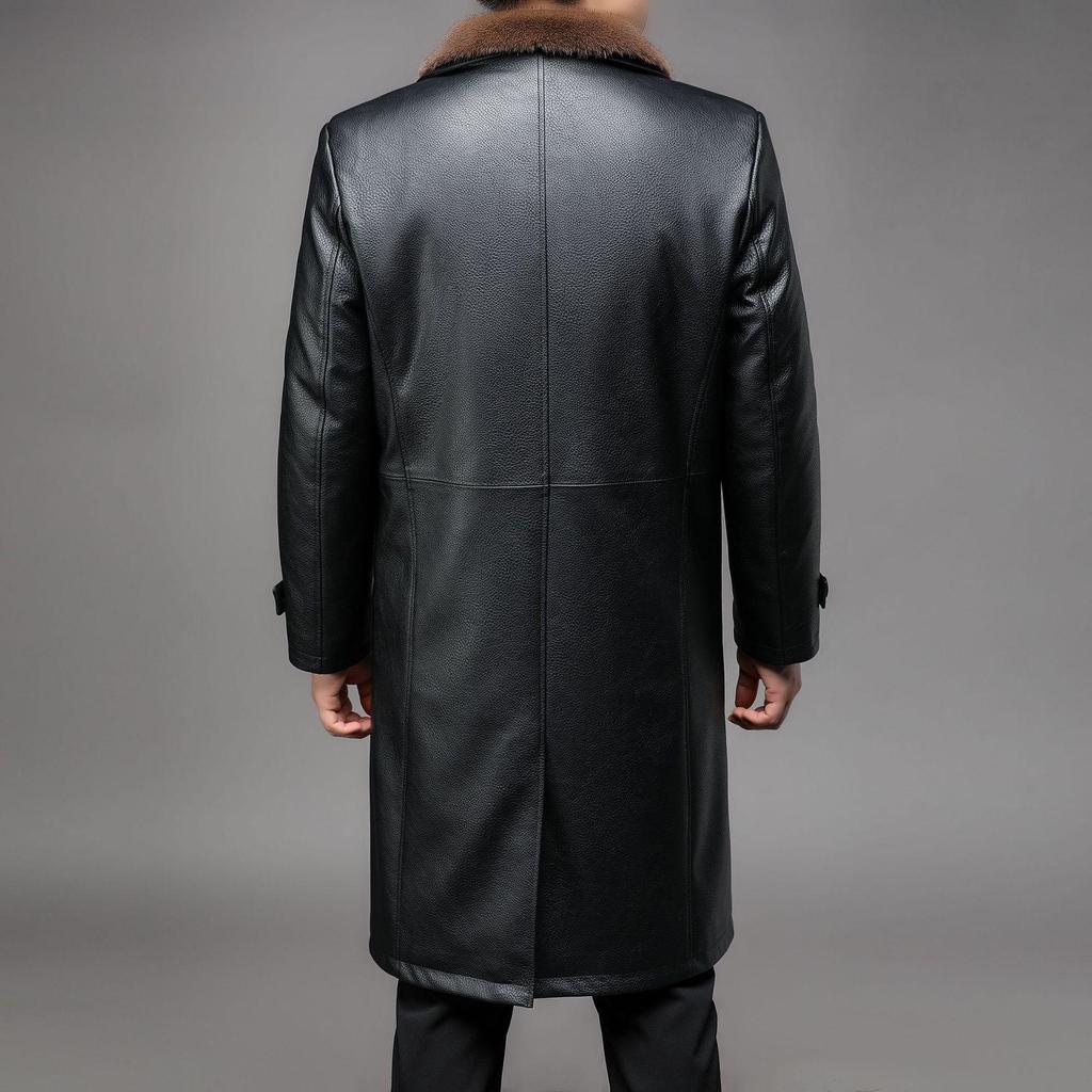 Winter New One Clothes Three Wear Leather Jacket Men Nano Mink Take-off Liner Long Knee Thickened Leather Jacket Men