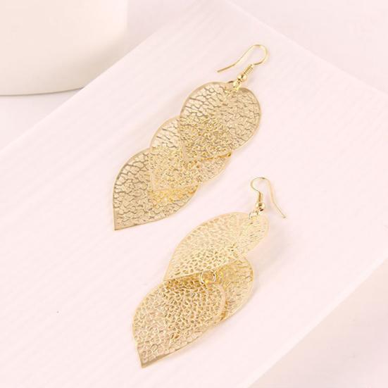Fashion Women Hollow Leaf Shaped Drop Dangle Hook Earrings Party Jewelry Gifts
