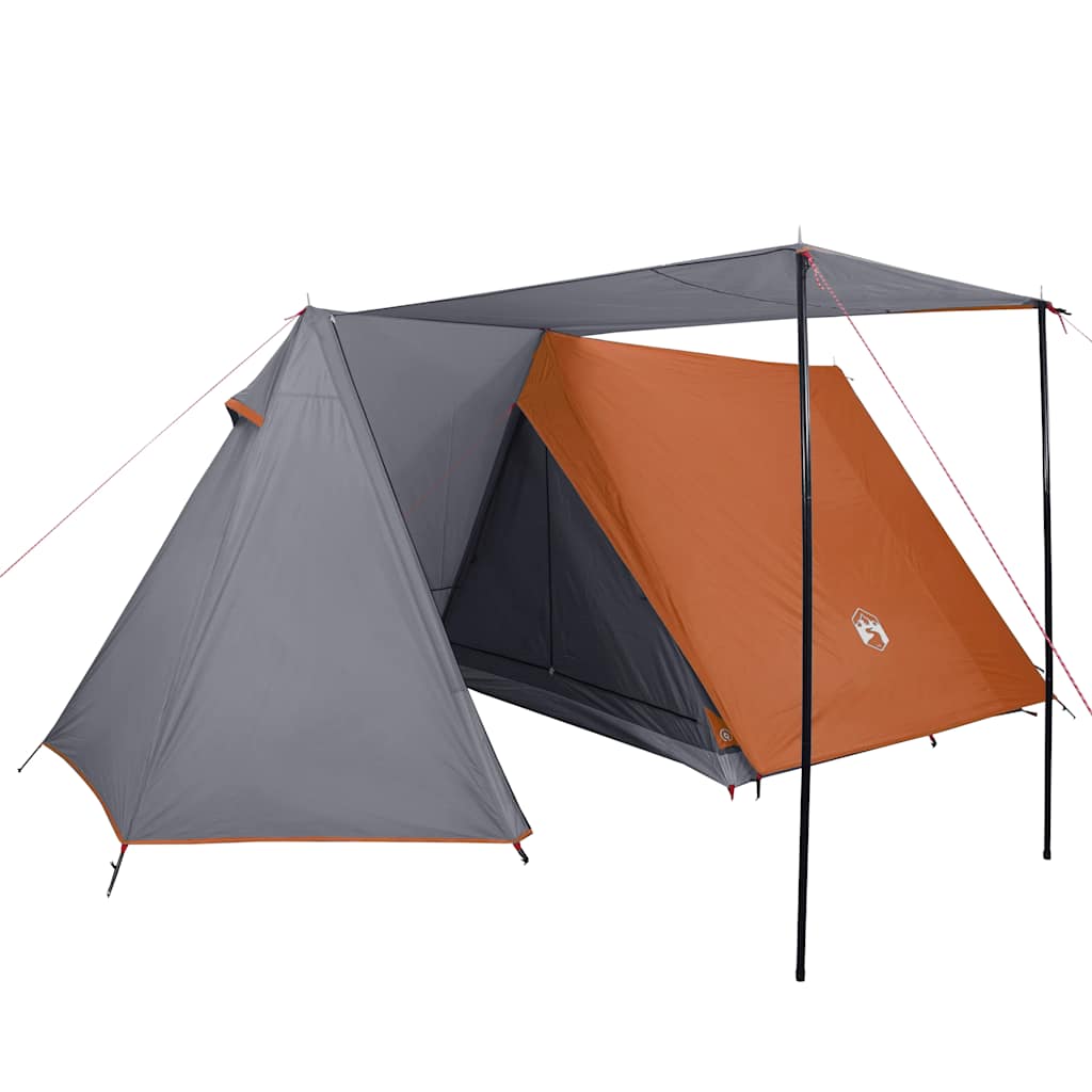 Vidaxl Tourist Tent, 3-Person, Grey-Orange, Waterproof