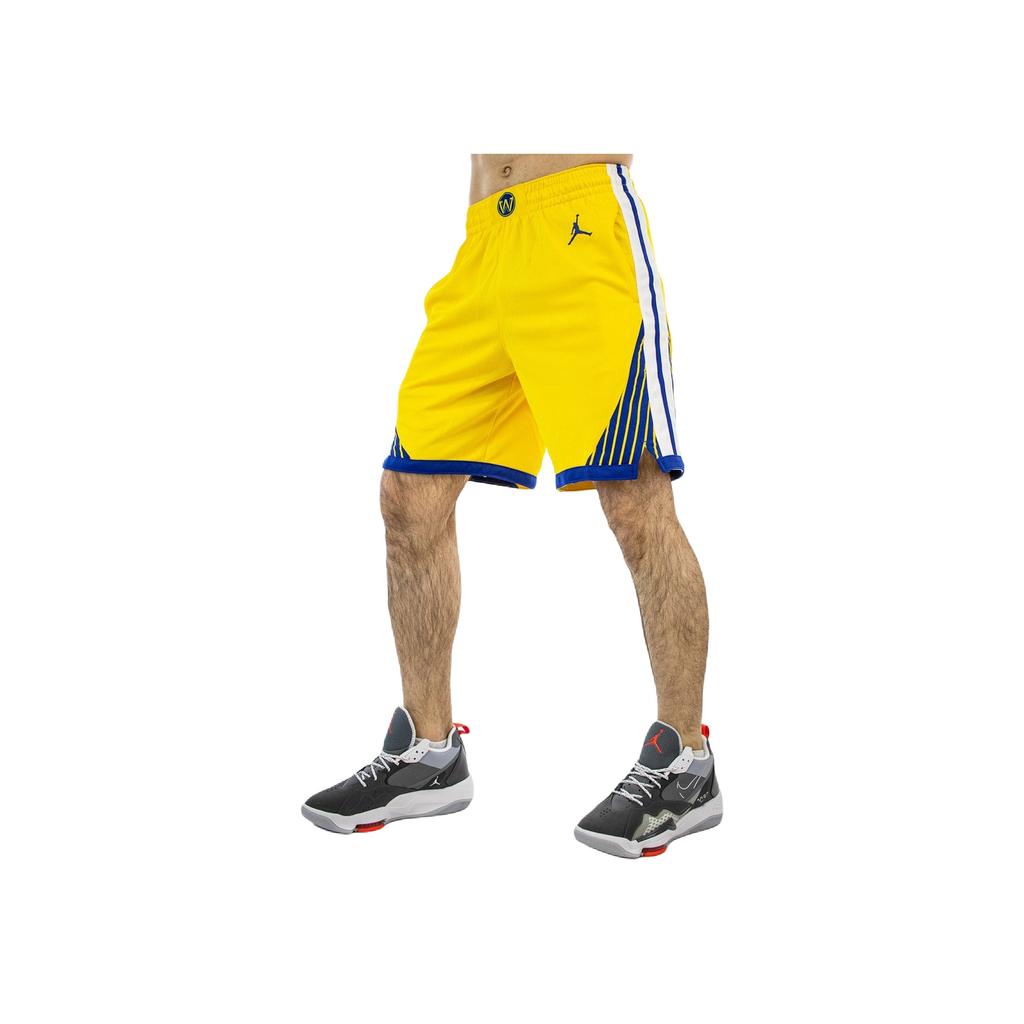 Jordan NBA Golden State Warriors Logo Print Elastic Waist Sports Casual Shorts Men shorts Yellow CV9560-728