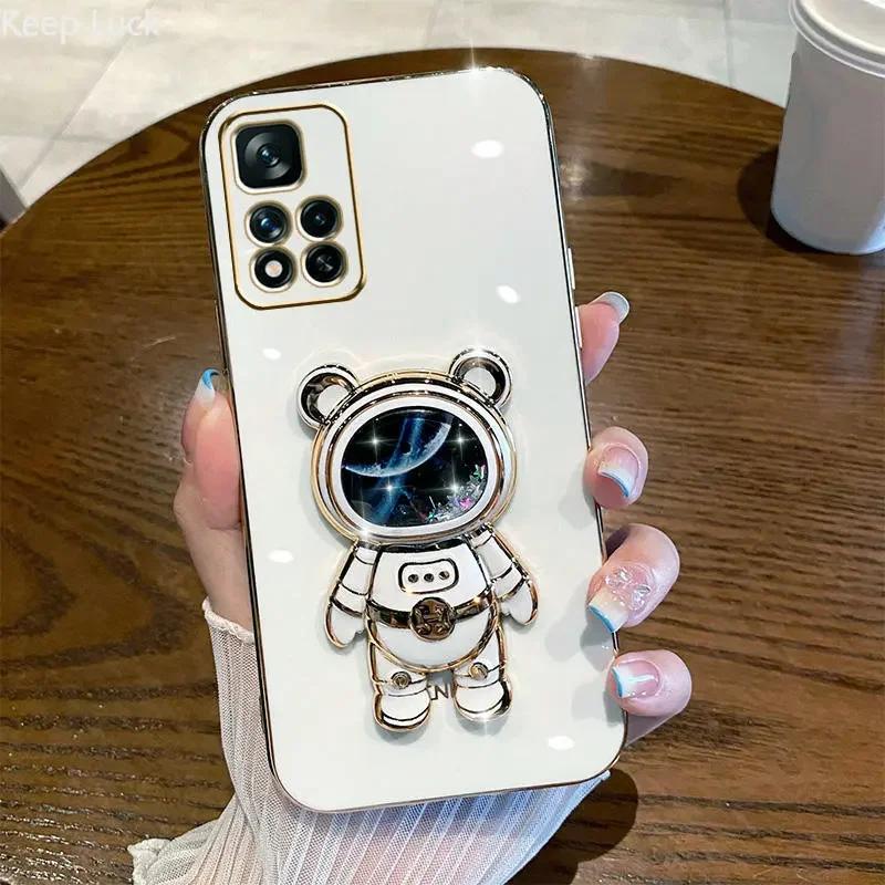 Shiny Glitter Quicksand Bear Phone Bracket Case For Xiaomi Redmi Note 13 11 12 11S 12C 10C 10A 9 9C POCO X5 X3 Pro Plating Cover