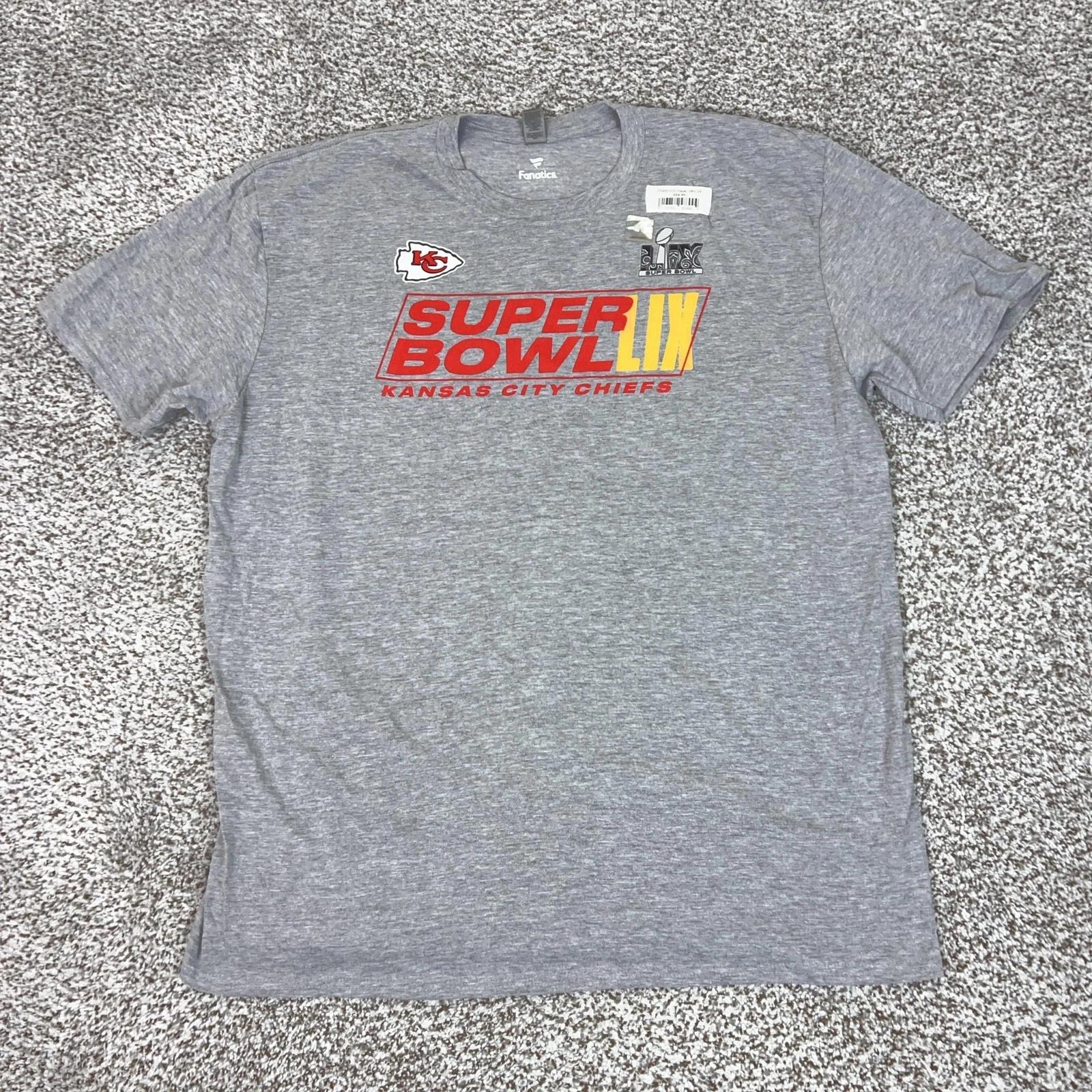 

Kansas City Chiefs Shirt Mens 2XL Gray NFL Football Super Bowl LIX Fanatics S