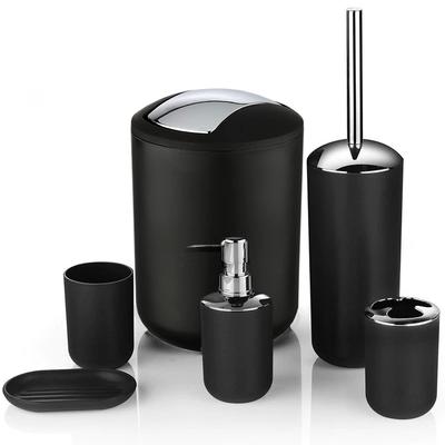 Bathroom Set Accessories Toilet Brush Basket Dispenser Soap Dish Cups 6 In 1