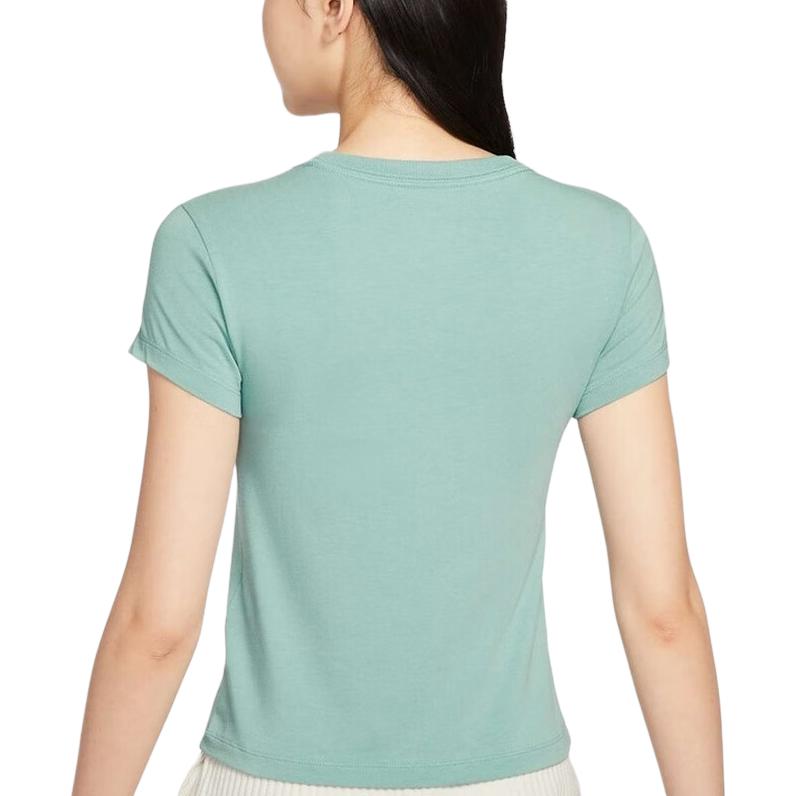 Nike Als W Nsw Nk Chll Knt Md Crp Logo Einfarbig Locker Outdoor Rundhals Kurzarm Normales T-Shirt Damen T-Shirts FV5509-018