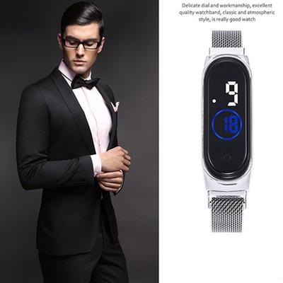 Montre électronique à Quartz magnétique, étanche, Bracelet LED tactile