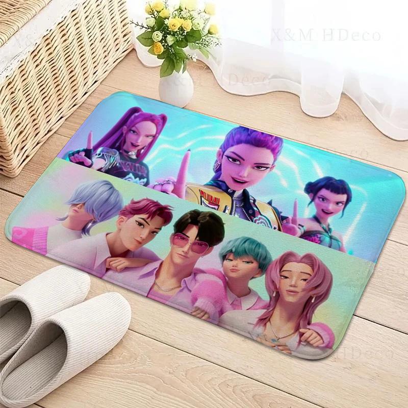 Kpop D-demon Hunters Floor Mat Rectangle Anti-slip Home Soft Badmat Front Door Indoor Outdoor Mat Welcome Doormat
