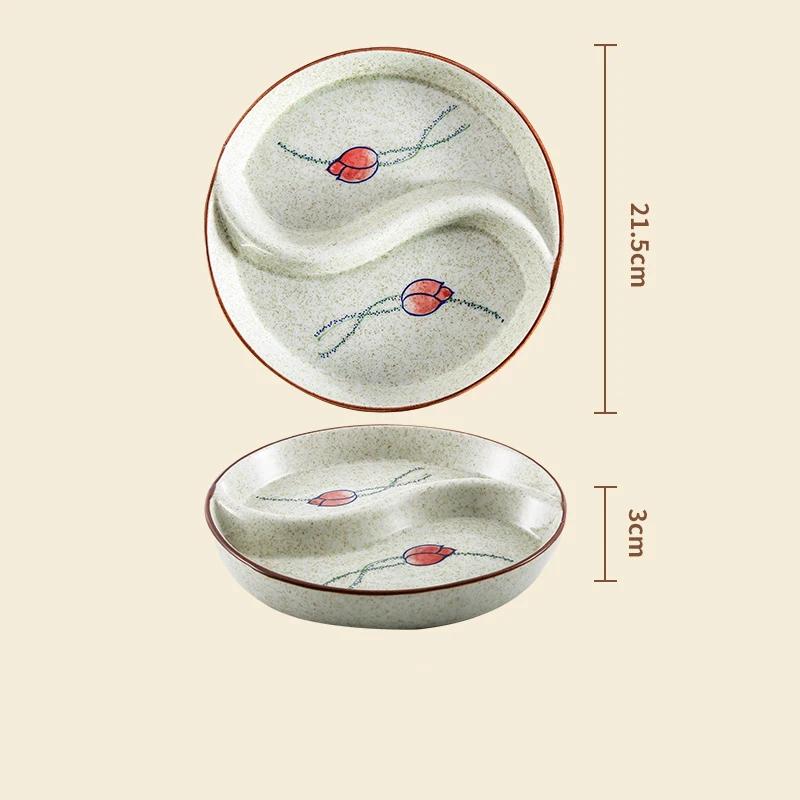 Retro Creative Ceramic Plates Modern Style Circular Cooking Plate Snack Fruits Plate Unique Exquisite Party Household Tableware