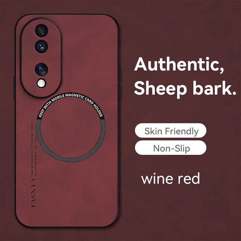 

М який чохол для телефону з овечої шкіри на магніті для Huawei Honor 100 Pro 90 80 70 60 SE X9A X8A X7A X6A X8 4G 5G Magic 6 5 Lite Pro Honor 100 Pro вина червоного кольору