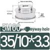 60-Teeth 5M Timing Pulley, T-Slot Width 16/21/27mm, BF Type Stepped with Machined Hole 6-20mm
