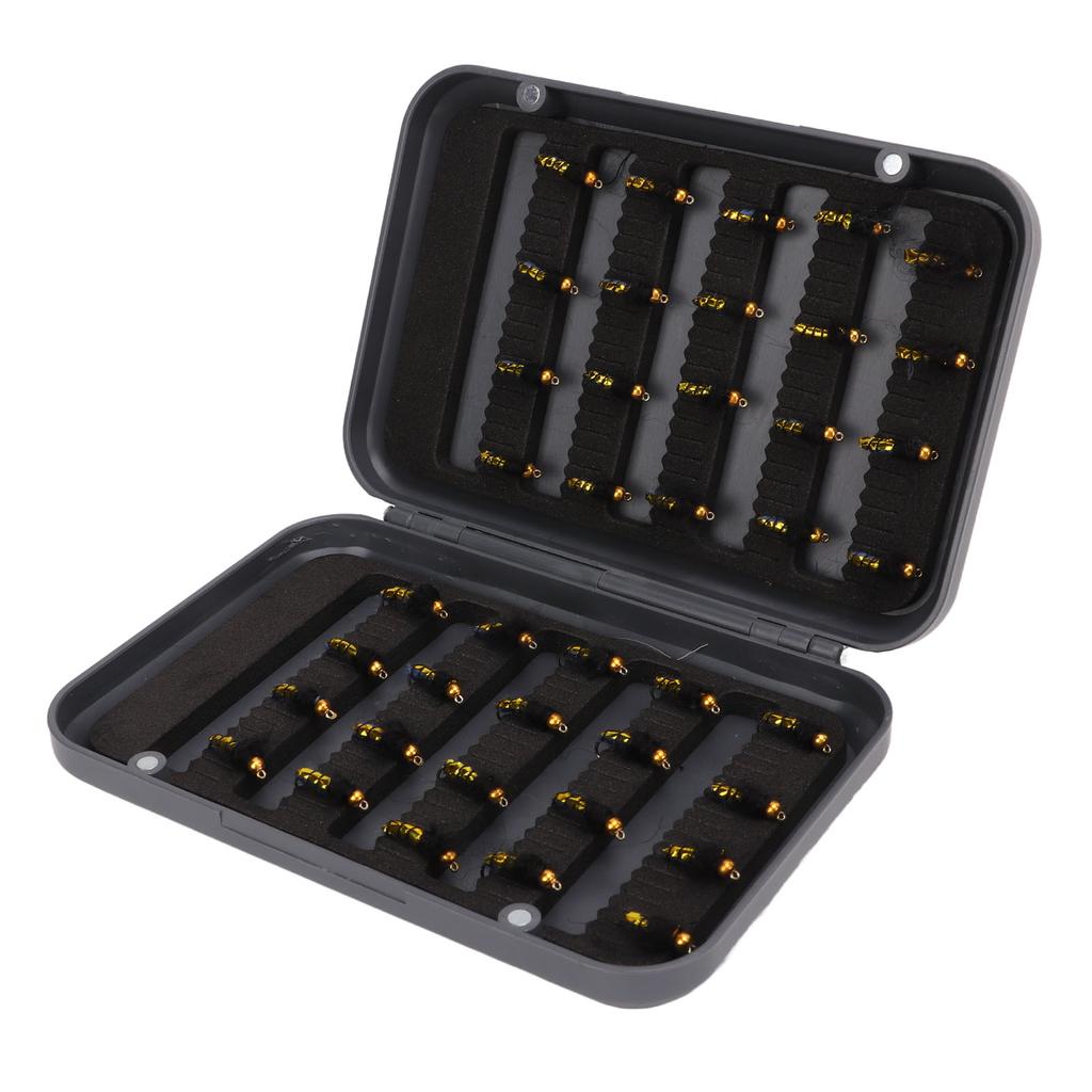 40 Pcs Fly Fishing Lure Kit Lifelike Bright Color Hand Woven Professional Fly Fishing Baits with Waterproof Tackle Box