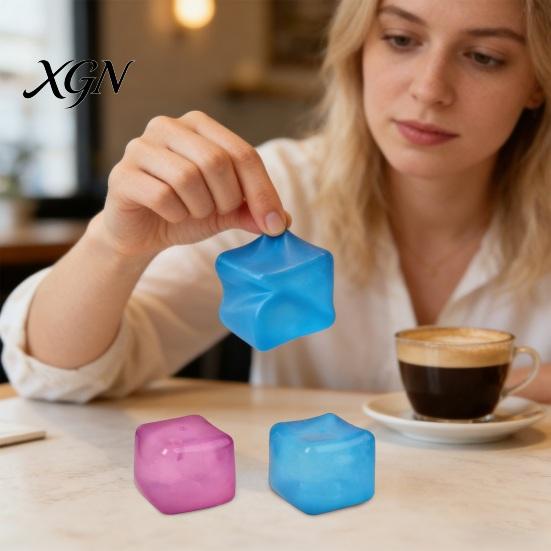 Maltose Material Toy Creative Ice Cube Squeeze Transparent TPR Slow-Rising Fidget for Stress Relief Elastic Reliever Realistic Portable Decompression
