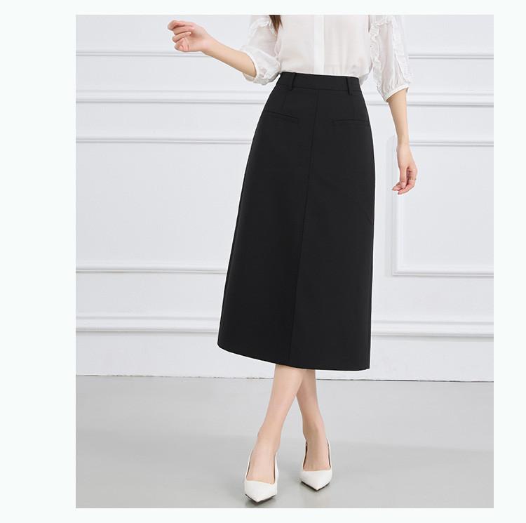 Half Length Skirt: Summer High Waist Slimming A-line Skirt Temperament Commuting Half Length Skirt for Women
