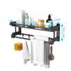 Bathroom Storage Rack Wall-mounted Stainless Steel Towel Rack for Toilet Bathroom Kitchen  ing Accessories Single Layer Black 60cm