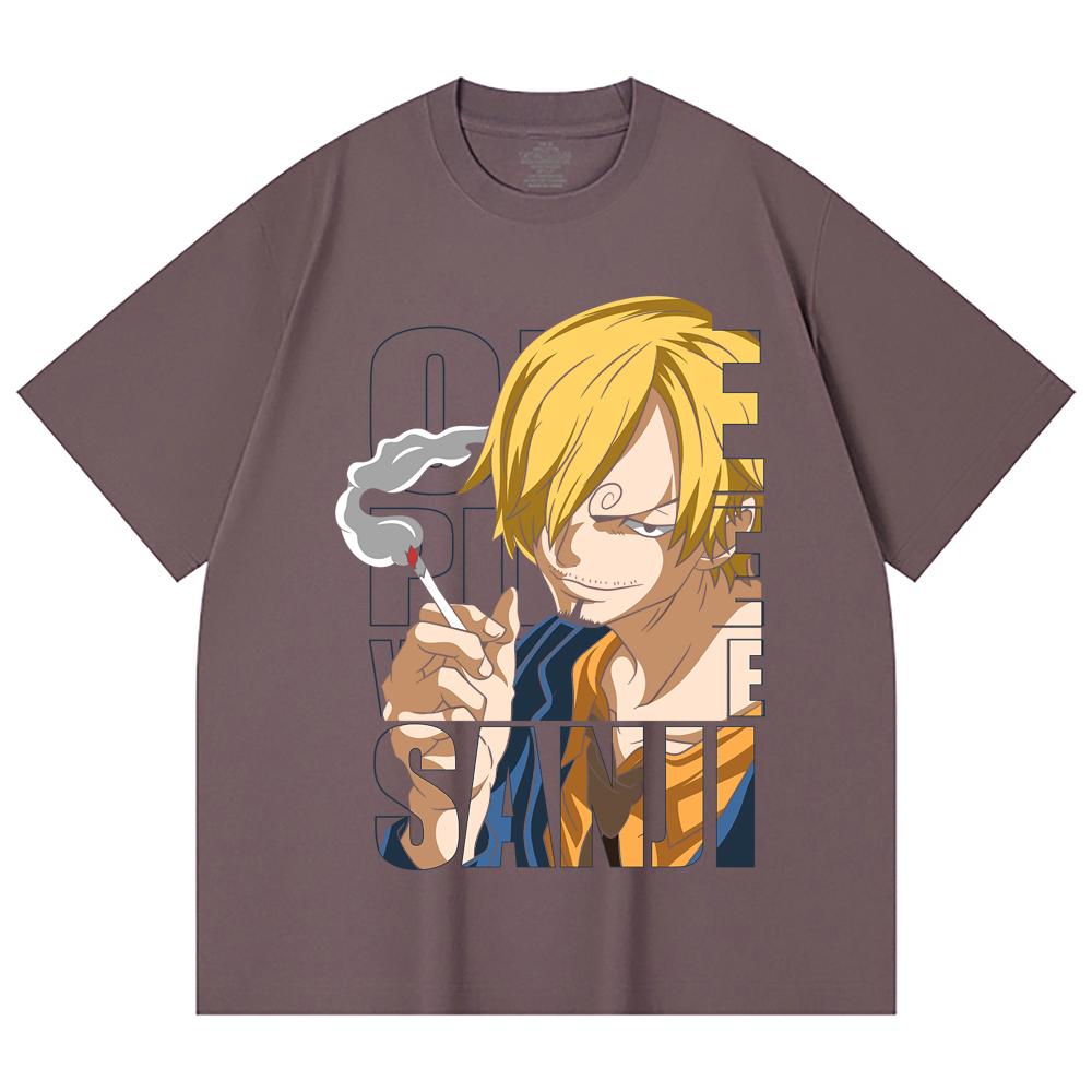 230 Gsm 100% Cotton One Piece V62 Sanji Print Unisex Heavy Cotton T Shirt