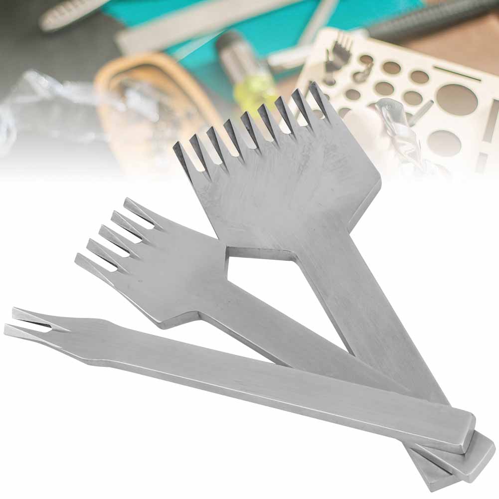 3pcs European Style 2+5+9 Prongs Leather Punch Tool DIY Leathercraft Pricking Chisel (3mm)