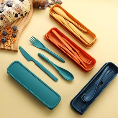 Wheat Straw Travel Cutlery Set: Knife, Fork, Spoon with Storage Box