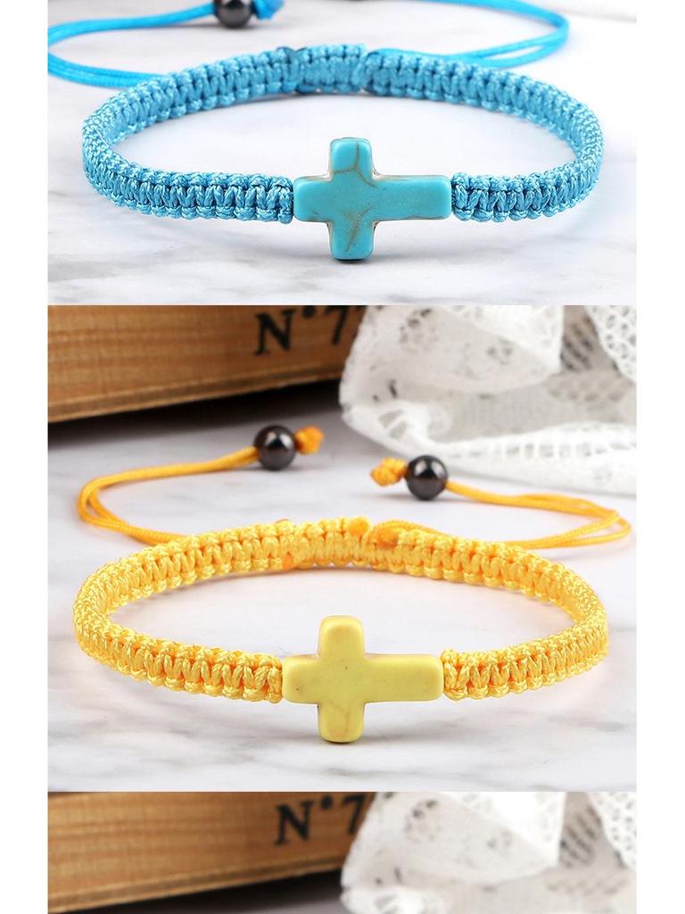 Green and Turquoise Twisted Bow Hand-Woven Bracelet