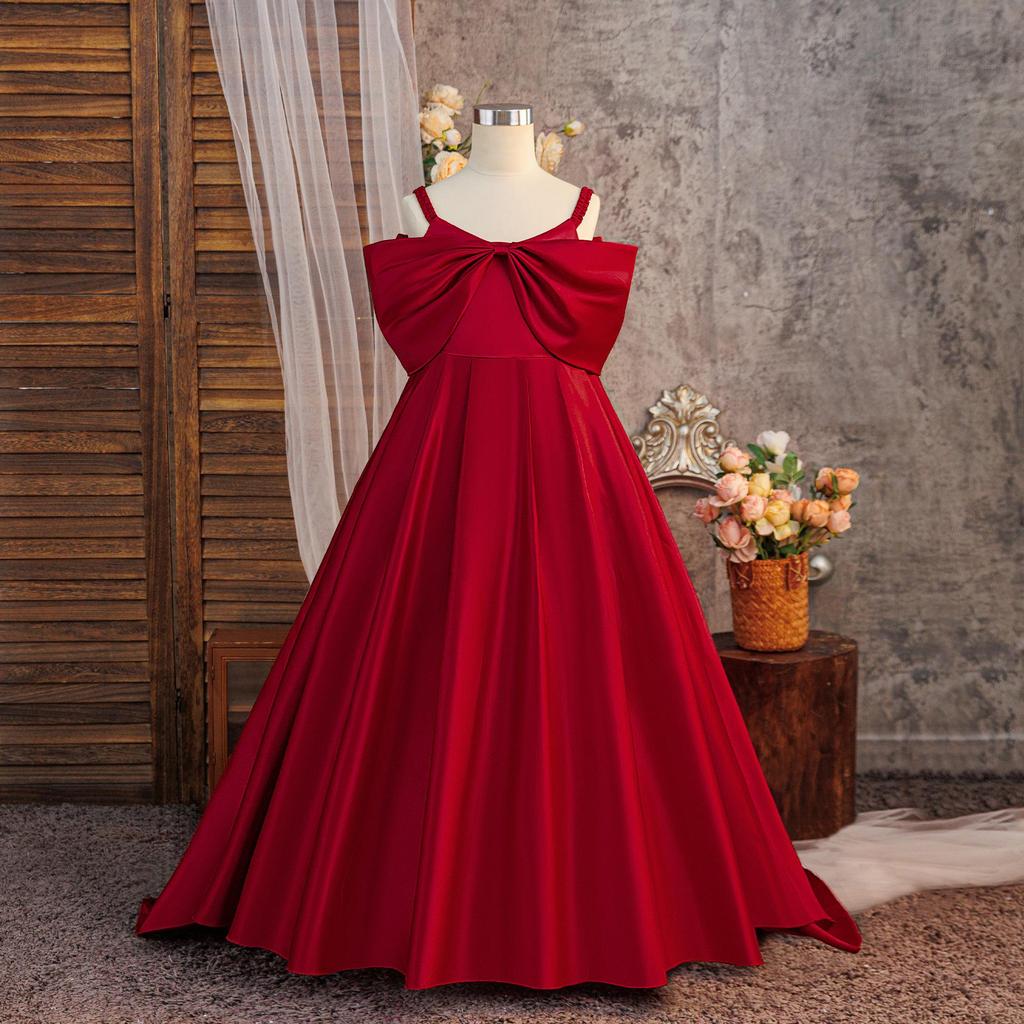 Biała sukienka ślubna dla małej księżniczki, druhenki, z trenem i puszystą spódnicą, na sesje zdjęciowe, scenę i wydarzenia wieczorowe