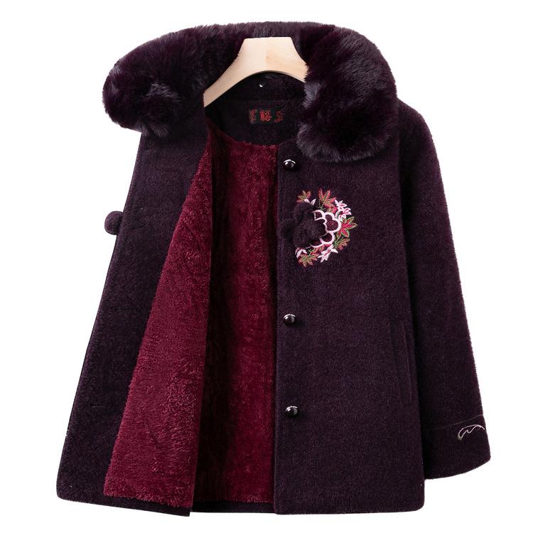 

Grandma Autumn Short Jacket Fashionable Rich Lady Spring and Autumn Plus Wool Coat Elderly Female Mother Autumn and Winter Clothes XL