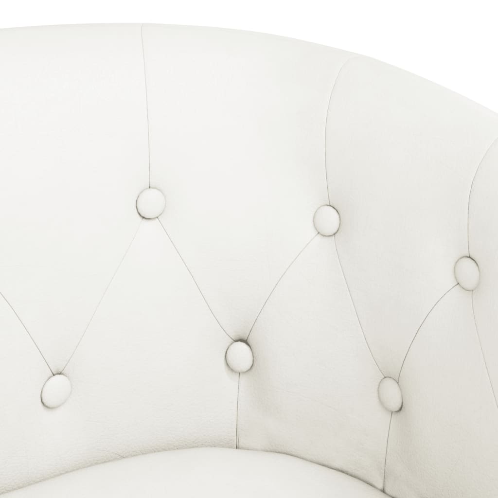 Club Armchair with Footstool White Faux Leather