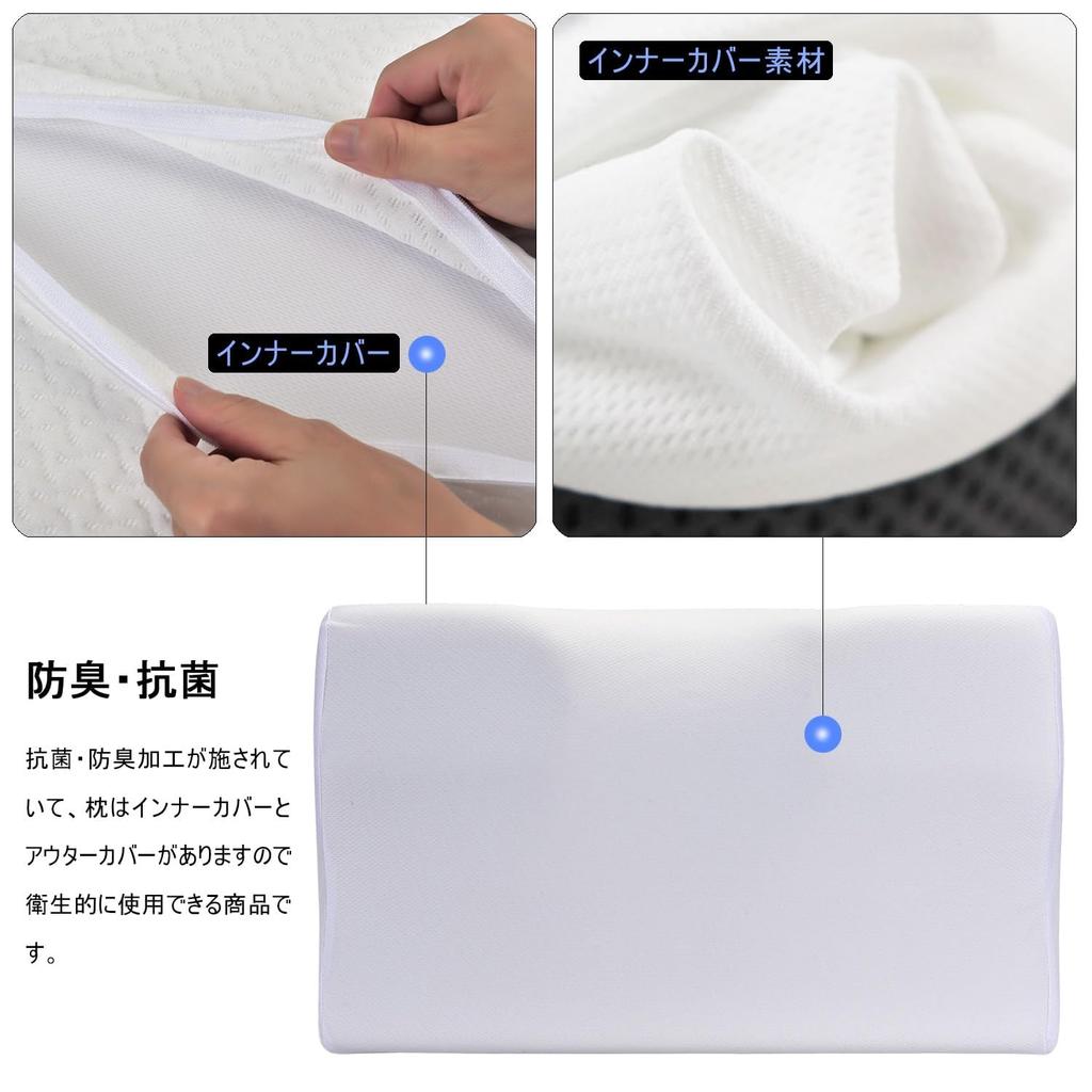 MRedoxe Memory Comfortable Sleep Neck Side Washable 3D Structure Pillow, Foam, Pillow, Relief, Sleeper, Cover, (White + Gray)