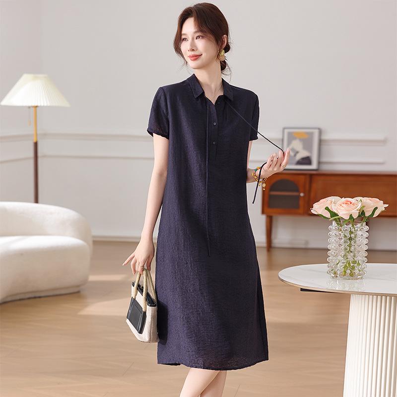 Elegant Summer Lapel Dress for Middle-Aged and Senior Women 2026