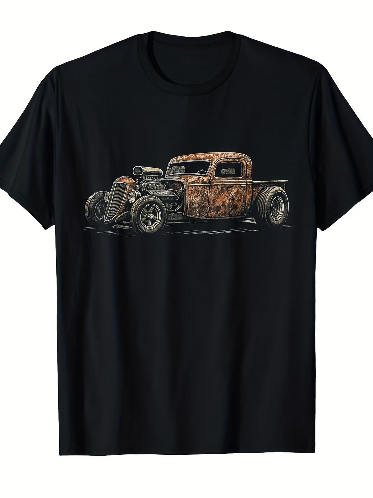 Men S Vintage Rat Rod Rust Bucket Graphic T-Shirt - Retro Hot Rod Car Design, So Unisex T-Shirt XXXL