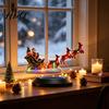 Levitating Santa Claus Tabletop Decor Floating Sleigh Centerpiece Magnetic Levitation Flying Ornament with LED Modern Xmas for Desktops Light,