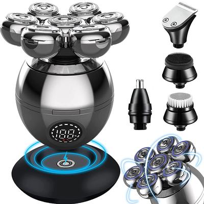 5-in-1 Electric Head Shaver for Bald Men Rotary Design Head Shavers Electric Men's Grooming Kit with Rotary Blades, Clippers, Nose Trimmer Cordless