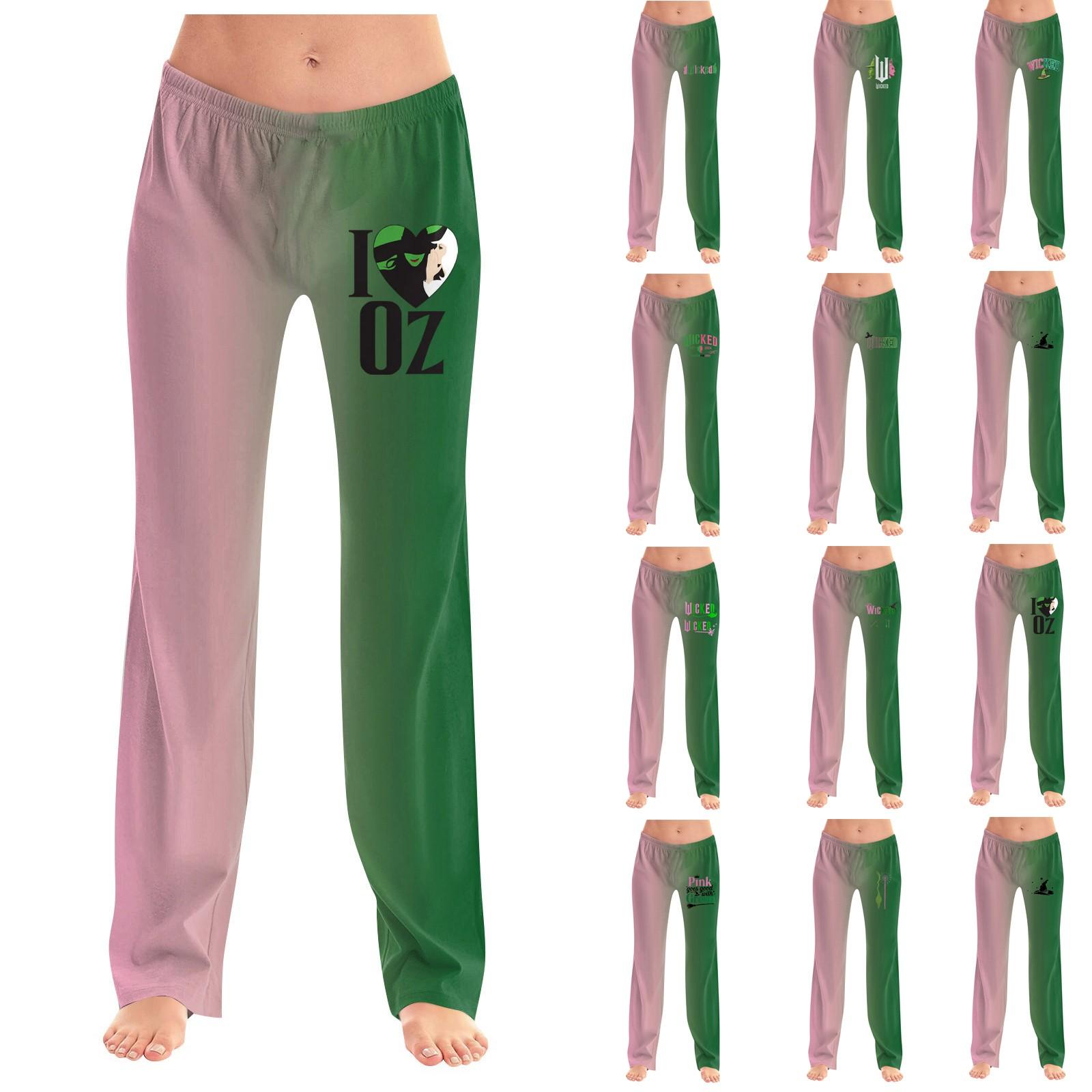 

Women s Fashion Witch Print Trousers Casual Pants L чёрный