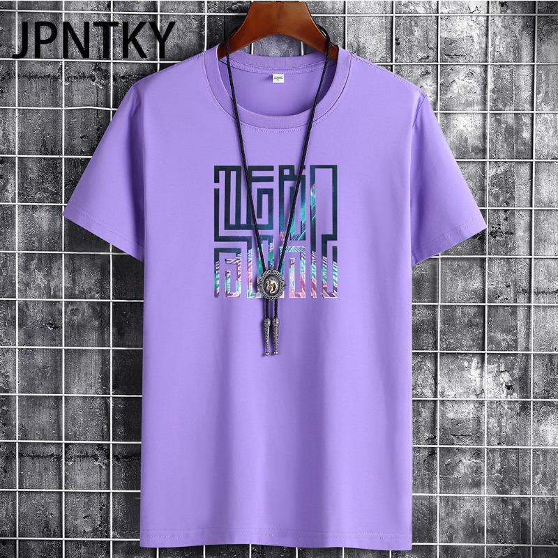 JPNTKY Cotton Short Sleeve T-shirt Men's Fashion Loose Half Sleeve Shirt Printed Compassionate Shirt