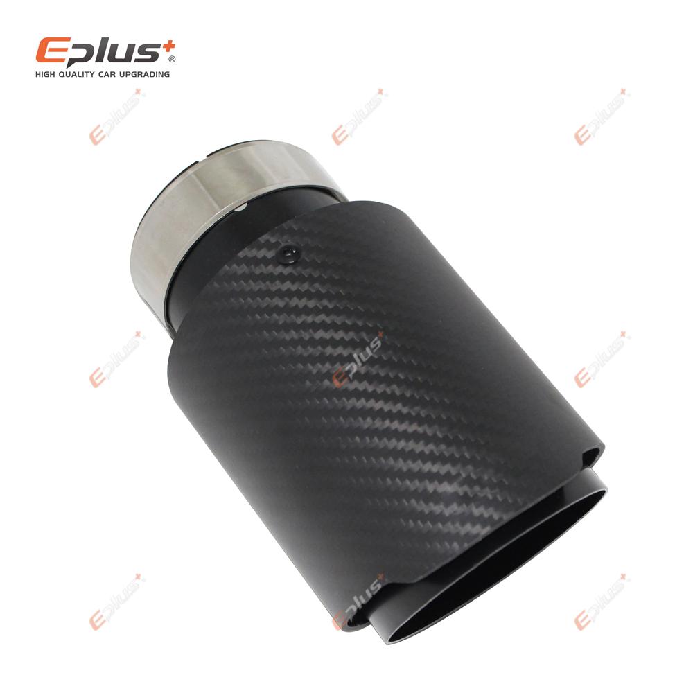 Universal Car Matte Carbon Fiber Muffler Tip Exhaust System Pipe Mufflers Nozzle Straight Stainless Black