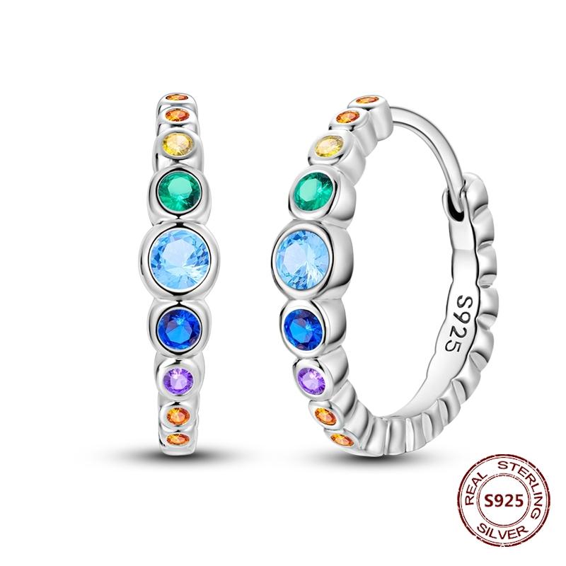 Purple Zircon Hoop Earrings 925 Silver U-shaped Liquid Metal Love Heart Fashion Earrings For Women Jewelry