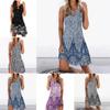Spring Casual Style Japan and South Korea Casual Women's Printed Round Neck Big Swing Dress