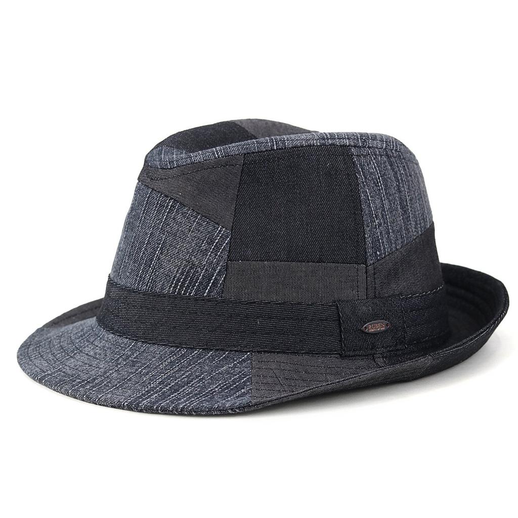 RUBEN Ruben Denim Size 58cm Black Hat, Fedora, Patchwork, Spring/Summer, (Approx. 55.5cm-58.5cm),
