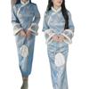 Blue Lady 2026 Winter Qipao: Velvet Plush Collar, Wide Sleeves Dress