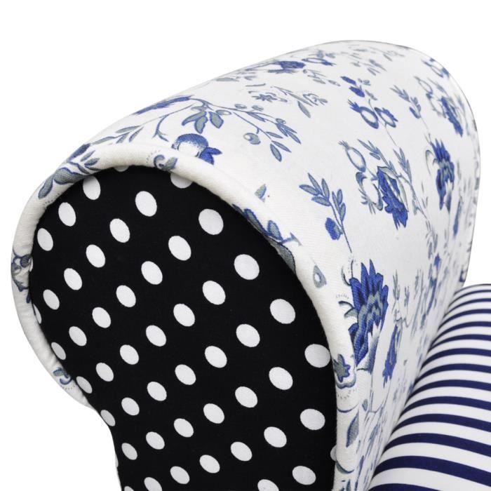 Tabouret de style pastoral de couleurs bleu et blanc