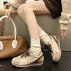 Korean Version of Waffle Forrest Gump Shoes Women's 2025 Autumn and Winter New Velvet Warm Soft Sole Niche Sports Shoes Running White Shoes