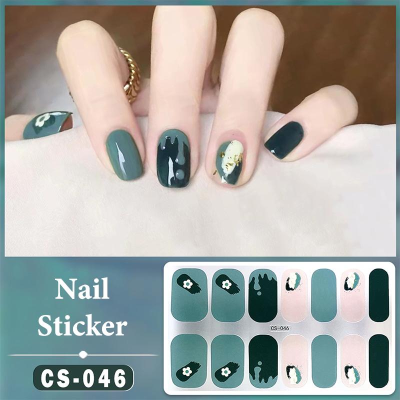 14 Nails Simple Waterproof Nail Wraps Full Cover Nail Stickers Firm And Not Easy To Fall Off Multi Color Nail Art For Women'S D