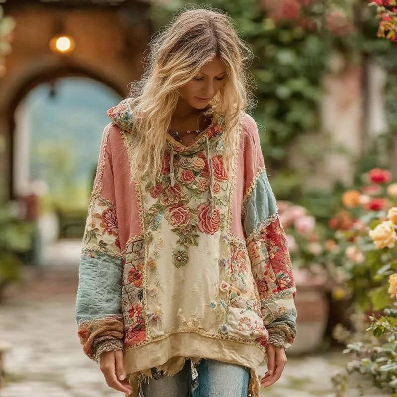 Casual Shirt Trend Japanese Ethnic Style Cherry Blossom Art Print Loose Coat