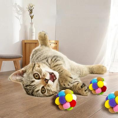 1pcs Colorful Cat Ball Toys Squeak Bell Self Entertainment Pet Dog Cat Supplies Training Kit Interactive Chewing Plush Toys