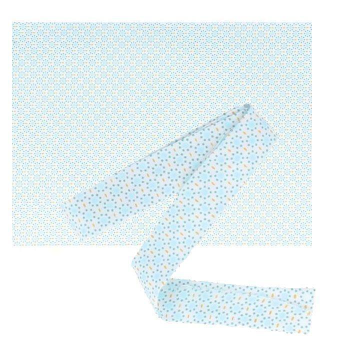 Tissu 55 x 45 cm &amp; biais de couture 3 m x 2 cm - Ronds bleu clair à pointillés bleus