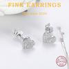  Sterling Tone Stud Earrings With Cubic Zirconia Hearts Korea Women 'S Stylish Jewelry Modish Adorable Shiny Gorgeous Small EarringsFashion