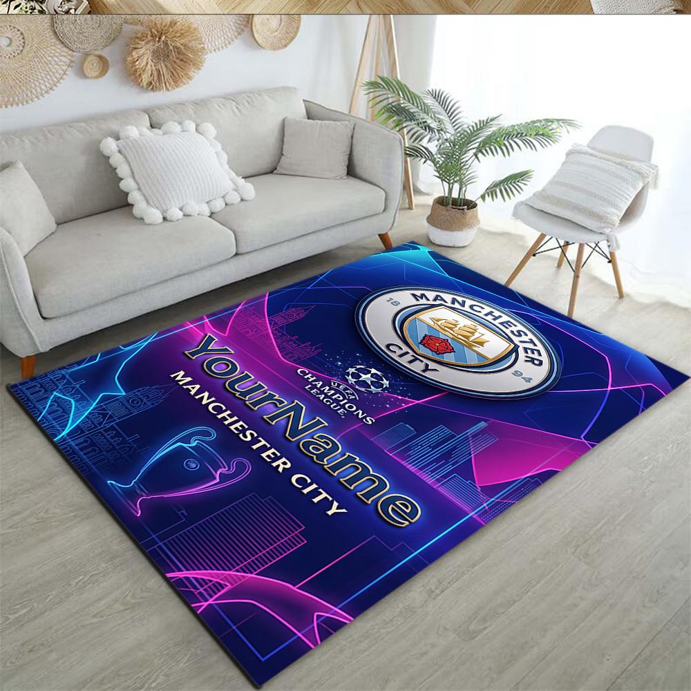 Manchester City 19 Personalized Text Area Rug Suitable for Balcony Dormitory Entryway Outdoor Antislip Carpet Decorate Offices Best for Christmas