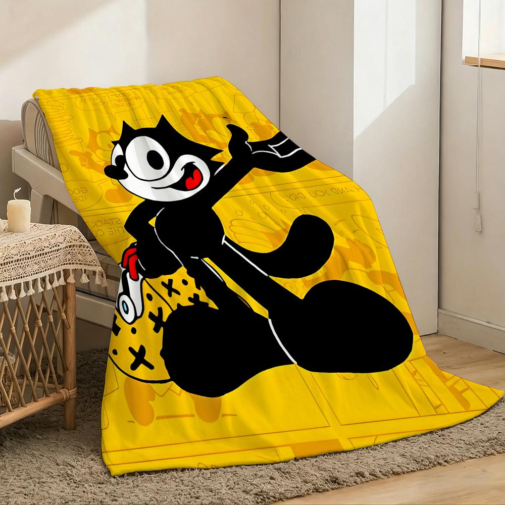 F-Felixs The Cat Throw Lightweight 240G Flannel Blanket Soft Skin-Friendly For Summer Cooling