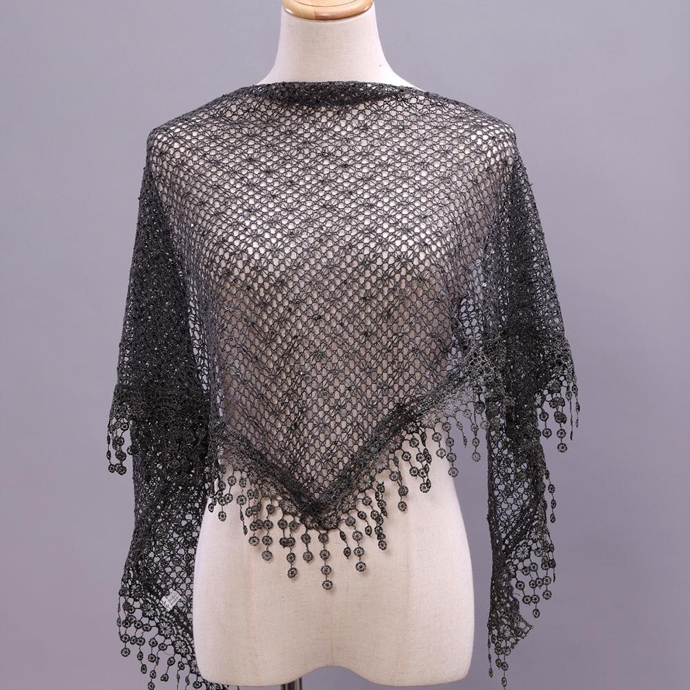 

Breathable Tassels Lace Head Scarf Elegant Lace Flower Headwrap Vintage Women s Scarf Shawl Church темно-сірий колір
